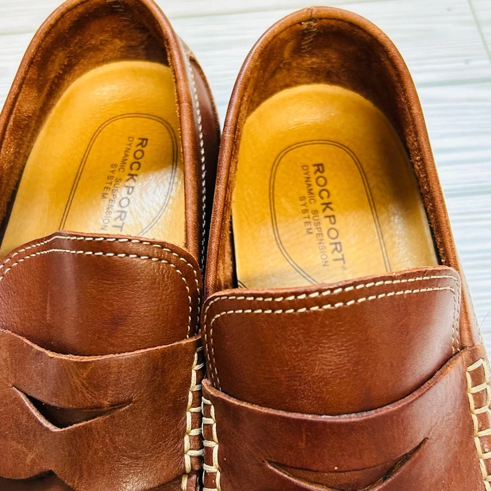 Men’s Rockport‎ Slip On Penny Loafer Brown Leather Junction Point Shoes 11 M  NH
